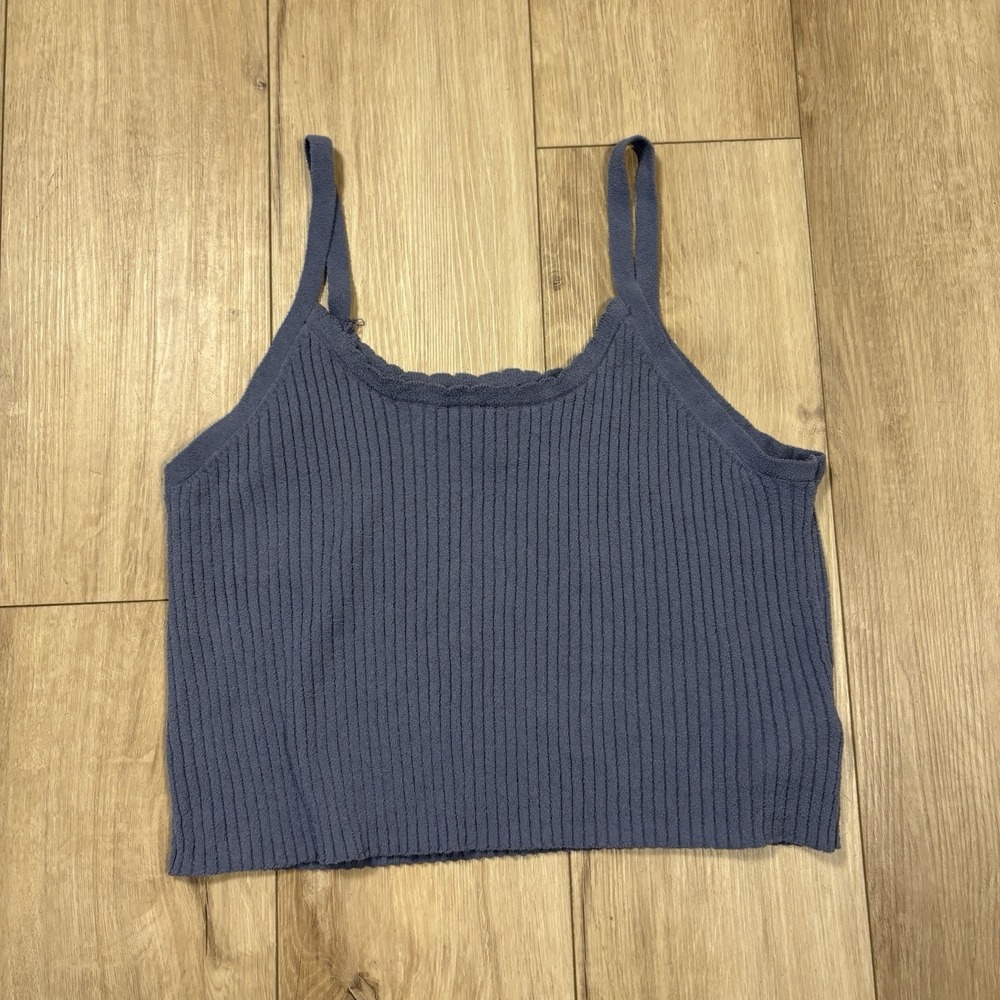 Cupcakes & Cashmere Sweater Womens M Blue Ribbed Knit Lightweight Casual Tank‎
